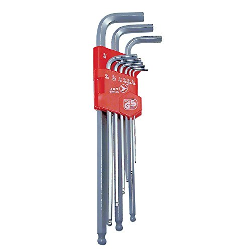 Jet 775175-9-Piece S.A.E. Extra Long Ball Nose Hex Key Set - Screw Drivers and Sets - Proindustrialequipment