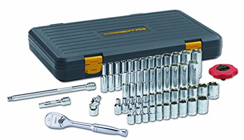 GearWrench 80300P 1/4-Inch Drive SAE/Metric 6 Point Standard and Deep Socket Set, 51-Piece - One Size, Multi