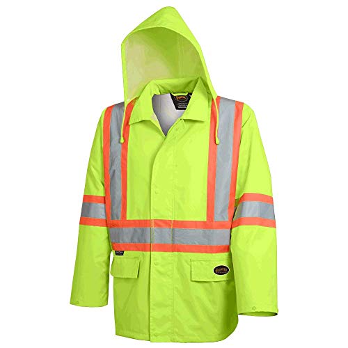 Pioneer V1081360-3XL Hi-Viz Safety Rain Jacket, Tear and Abrasion Resistant, Green, 3XL - Clothing - Proindustrialequipment