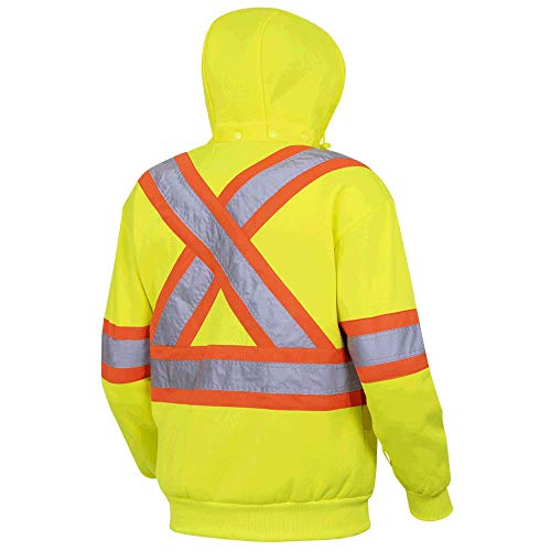 Pioneer V1060460-L High Visibility Safety Hoodie, Polyester Fleece, Yellow-Green, L - Clothing - Proindustrialequipment