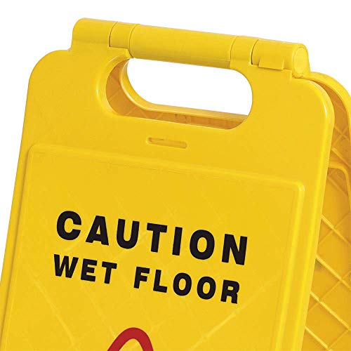 Pioneer V6300160-O/S Bilingual Janitorial Floor Sign,"Caution Wet Floor/Attention Plancher MOUILLÉ" Yellow, 29' X 12' - Work Site and Traffic Safety - Proindustrialequipment