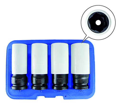 Astro Pneumatic Tool 7404 Flank Bite Damaged Lug Nut Socket Set w/ Spinning Protective Sleeves - Proindustrialequipment