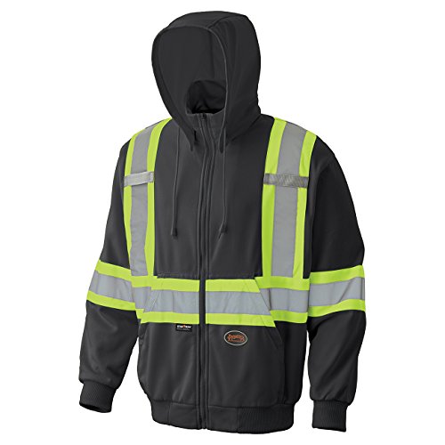 Pioneer V1060570-3XL High Visibility Work Hoodie, Micro Fleece, Black, 3XL - Clothing - Proindustrialequipment