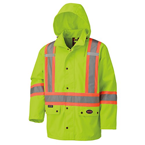 Pioneer V1110660-2XL High Visibility Waterproof Safety Jacket, 2 Radio Clip Straps, Green, 2X-Large - Clothing - Proindustrialequipment