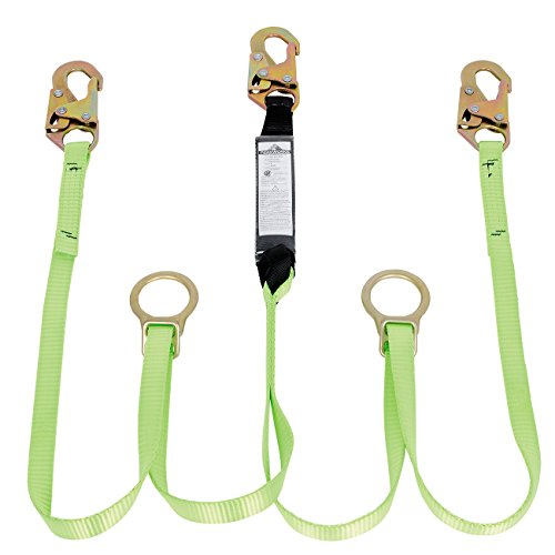 PeakWorks CSA 6' (1.8 m) Shock Pack - Snap Hooks & Tie Backs - Twin Leg 100% Tie Off - E4 Shock Absorbing Fall Arrest Lanyard Connector, 1" Webbing, V8104256 - Fall Protection - Proindustrialequipment