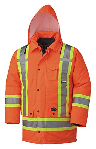 Pioneer V1120150-2XL Hi-Viz Waterproof 6-in-1 Safety Parka Jacket, 2 Large Cargo Pockets, Orange, 2XL - Clothing - Proindustrialequipment