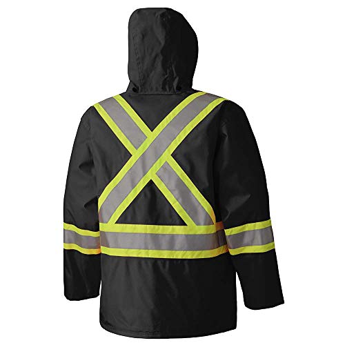 Pioneer V1110670-L 450D Hi-Viz 100% Waterproof Jacket, Black, L - Clothing - Proindustrialequipment