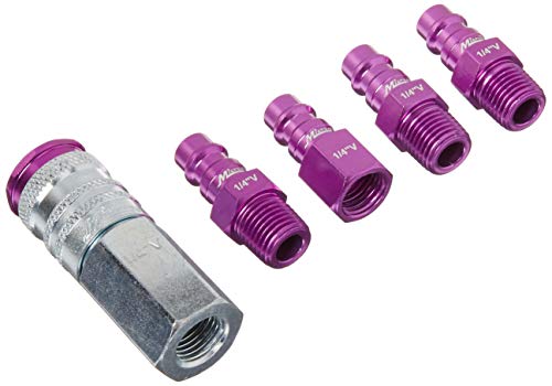 ColorFit by Milton HIGHFLOWPRO Coupler & Plug Kit - (V-Style, Purple) - 1/4" NPT, (5-Piece)