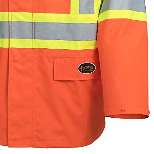 Pioneer V1081350-5XL Hi-Viz Safety Rain Jacket, Tear and Abrasion Resistant, Orange, 5XL - Clothing - Proindustrialequipment