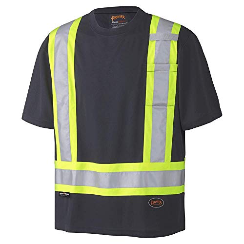 Pioneer Soft Moisture-Wicking Reflective Hi-Vis Safety T-Shirt, Premium Birdseye, Black, 2XL, V1051170-2XL - Clothing - Proindustrialequipment