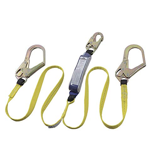 PeakWorks CSA 6' (1.8 m) Shock Pack - Snap & Form Hooks - Twin Leg 100% Tie Off - E6 Shock Absorbing Fall Arrest Lanyard Connector, 1" Webbing, V8104426 - Fall Protection - Proindustrialequipment