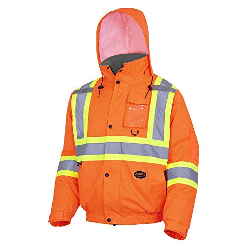 Pioneer V1150250-XL Winter Quilted Safety Bomber Jacket-Waterproof, Orange, XL - Clothing - Proindustrialequipment