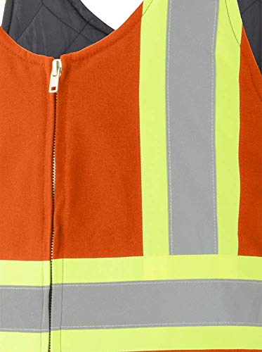 Pioneer V2060550-2XL Insulated Heavy-Duty Work Overall, 4 Pockets, Men Hi-Vis Bib Pants, Orange, 2XL - Clothing - Proindustrialequipment