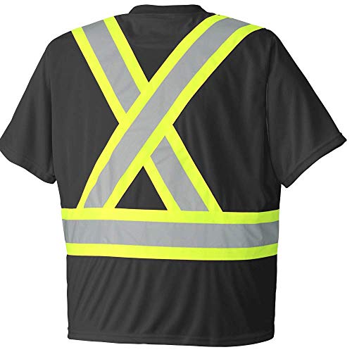 Pioneer Soft Moisture-Wicking Reflective Hi-Vis Safety T-Shirt, Premium Birdseye, Black, 2XL, V1051170-2XL - Clothing - Proindustrialequipment