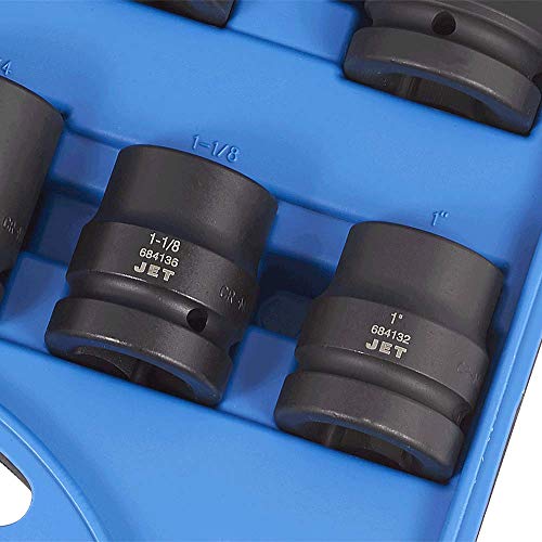 Jet 1-inch Drive, 9-Piece Regular SAE Professional Impact Socket Set, 6 Point, 610501 - Sockets and Tools Set - Proindustrialequipment