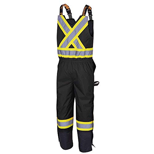 Pioneer V1120870-M Insulated Waterproof Work Overall - Easy Boot Access, Hi-Vis Bib Pants, Men, Black, M - Clothing - Proindustrialequipment