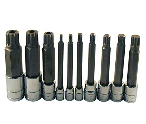 ATD Tools 13781 10-Piece Extra Long Triple Square Spline Bit Socket Set - Proindustrialequipment