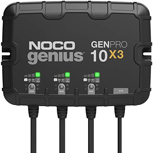 NOCO Genius GENPRO10X3, 3-Bank, 30-Amp (10-Amp Per Bank) Fully-Automatic Smart Marine Charger, 12V Onboard Battery Charger, Battery Maintainer and Battery Desulfator with Temperature Compensation