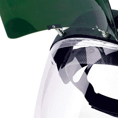 Sellstrom S32151 DP4 Multi-Purpose Black Crown and Clear Anti-Fog/Shade 5 IR Flip Front Window Faceshield with Ratchet Headgear - Eye Protection - Proindustrialequipment