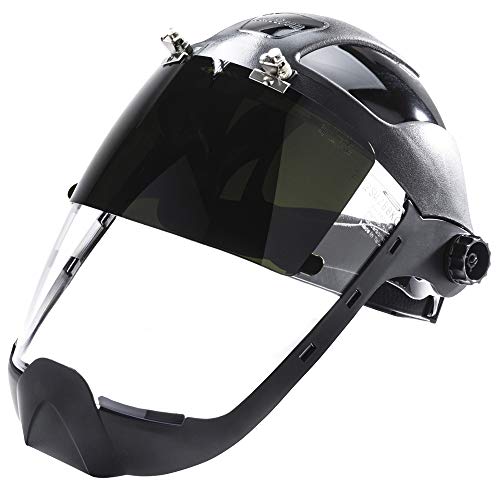 Sellstrom S32251 Clear Anti-Fog Polycarbonate Face Shield with Shade 5 IR Flip Front Window and Extended Chin, Side Guard, Universal - Eye Protection - Proindustrialequipment