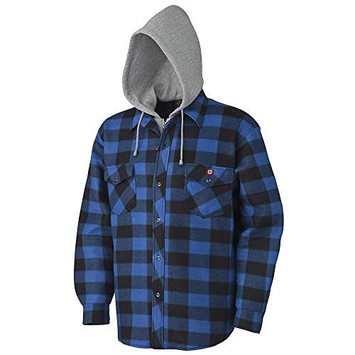 Pioneer V3080393-L Polar Fleece Work Shirt - Quilted Hooded, Royal-Black Plaid, L - Clothing - Proindustrialequipment