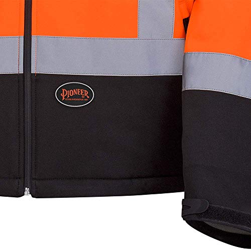 Pioneer V1100250-XL Softshell Reflective Work Jacket, Zip-Closure Pockets, Orange, XL - Clothing - Proindustrialequipment