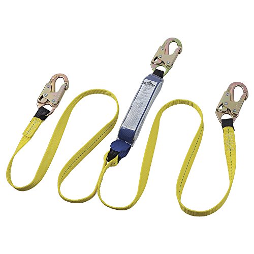 PeakWorks CSA 4' (1.2 m) Shock Pack - Snap Hooks - Twin Leg 100% Tie Off - E6 Shock Absorbing Fall Arrest Lanyard Connector, 1" Webbing, V8104404 - Fall Protection - Proindustrialequipment