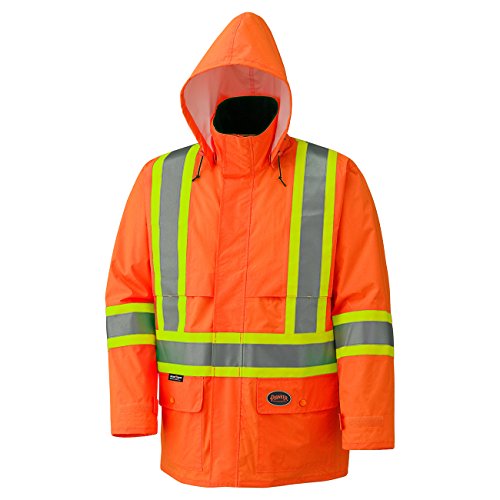 Pioneer V1090150-M Lightweight Hi-Viz Safety Rain Jacket, Comfort Fit, Orange, Medium - Clothing - Proindustrialequipment