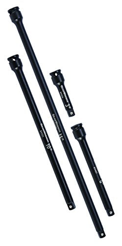 GearWrench de 4 piezas. Juego de extensión de impacto con accionamiento de 3/8" 3", 6", 10" y 15" - 84926N, negro