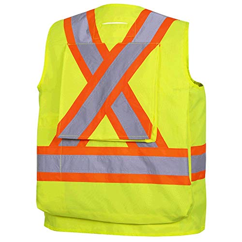 Pioneer Heavy-Duty Hi Vis Surveyor Safety Vest, 12 Pockets, Radio Strap, Yellow-Green, 3XL, V1010340-3XL - Clothing - Proindustrialequipment