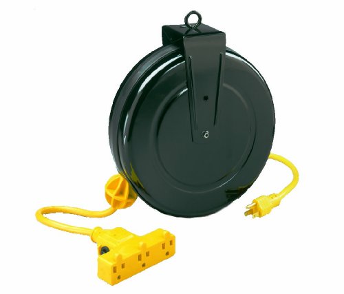 Alert Stamping 5000M-30GF-CB Retractable Extension Cord Reel w/Circuit Breaker, 30-Feet - Proindustrialequipment