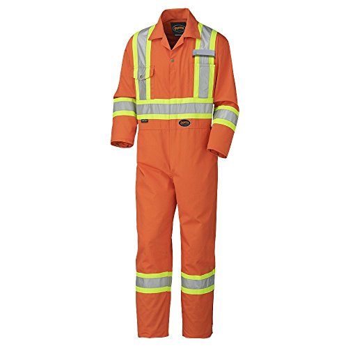 Pioneer Easy Boot Access & Action Back CSA High Visibility Work Coverall, Industrial Wash, Tall Fit, Orange, 50, V202151T-50 - Clothing - Proindustrialequipment