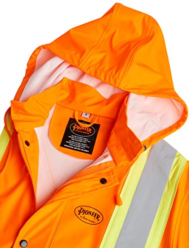 Pioneer V3520150-S FR Oil & Chemical Resistant Rain Jacket - Hi-Vis Lightweight, Orange, S - Clothing - Proindustrialequipment