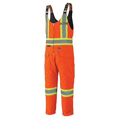 Pioneer V2060550-2XL Insulated Heavy-Duty Work Overall, 4 Pockets, Men Hi-Vis Bib Pants, Orange, 2XL - Clothing - Proindustrialequipment