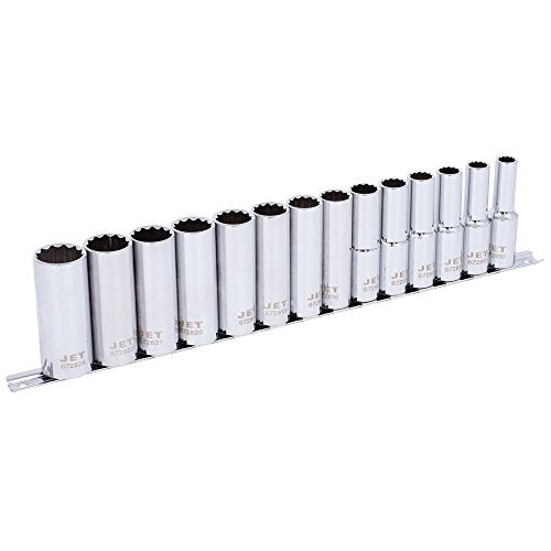 Jet 14-Piece 1/2-inch Drive Metric, Deep, 12 Point, Chrome Socket Set, 601320 - Sockets and Tools Set - Proindustrialequipment