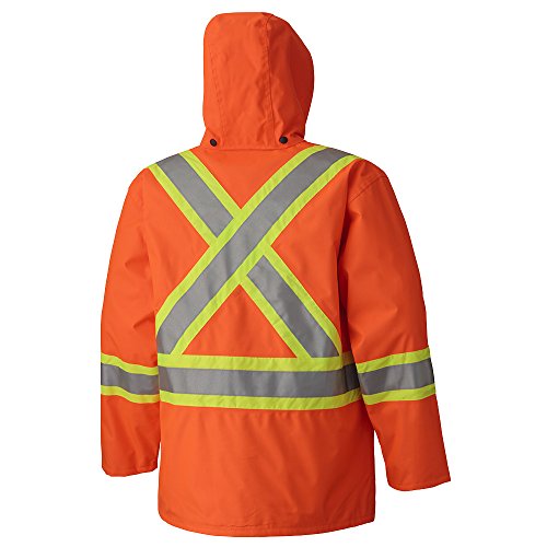 Pioneer V1110250-L High Visibility Waterproof Safety Jacket, 2 Radio Clip Straps, Orange, Large - Clothing - Proindustrialequipment