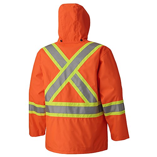 Pioneer V1110250-S High Visibility Waterproof Safety Jacket, 2 Radio Clip Straps, Orange, Small - Clothing - Proindustrialequipment