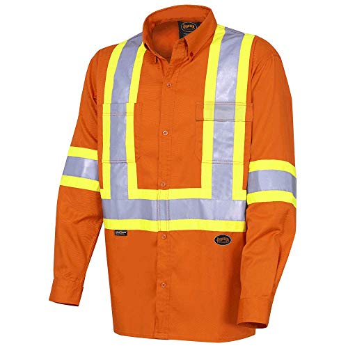 Pioneer CSA 100% Cotton Lightweight High Visibility Work Safety Shirt, Ultra-Cool, Orange, M, V2120510-M - Clothing - Proindustrialequipment