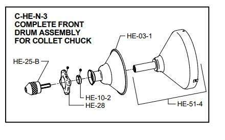 General Wire HE-25-28-B Handylectric Collet Chuck Assembly - General Tools - Proindustrialequipment