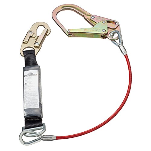 PeakWorks CSA 4' (1.2 m) Shock Pack - Snap & Form Hooks - Single Leg - E4 Shock Absorbing Fall Arrest Lanyard Connector, 1/4" Galvanized Cable, V8108124 - Fall Protection - Proindustrialequipment