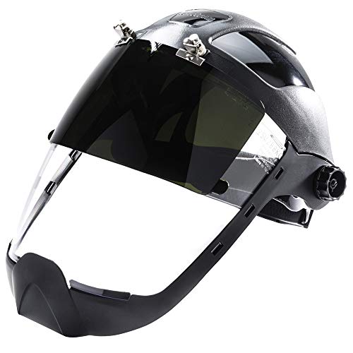 Sellstrom S32281 Clear Anti-Fog Polycarbonate Face Shield with Shade 8 IR Flip Front Window and Extended Chin, Side Guard, Universal - Eye Protection - Proindustrialequipment