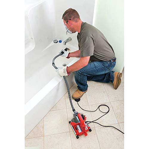 Ridgid 55808 PowerClear Drain Cleaning Machine 120V Drain Cleaner Cleans Tub, Shower or Sink Blockages from 3/4" to 11/2" Diameter, Red - Drain Augers - Proindustrialequipment