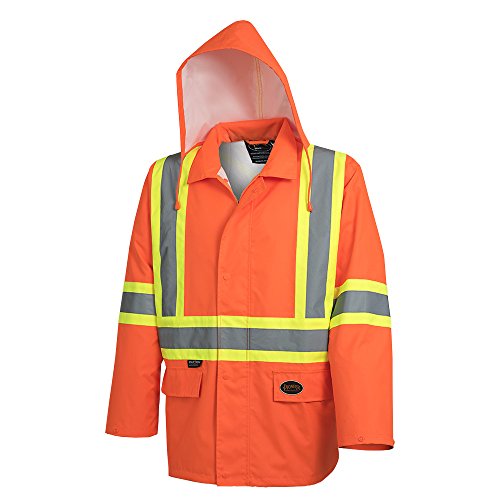 Pioneer V1081350-3XL Hi-Viz Safety Rain Jacket, Tear and Abrasion Resistant, Orange, 3XL - Clothing - Proindustrialequipment