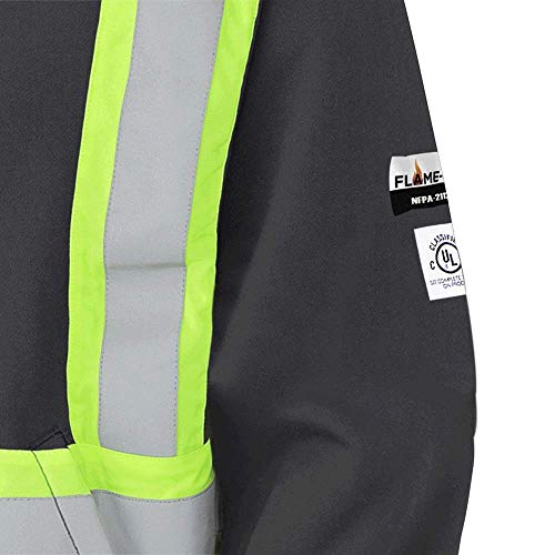 Pioneer V2570470-S Flame Resistant Heavyweight Safety Hoodie, Zip Style, Refl. Tape, Black, S - Clothing - Proindustrialequipment