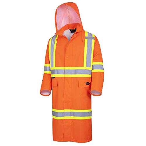 Pioneer CSA Heavy-Duty Waterproof High Visibility Long Coat, Liberal Fit with Full Back Vent, Orange, L, V1081450-L - Clothing - Proindustrialequipment