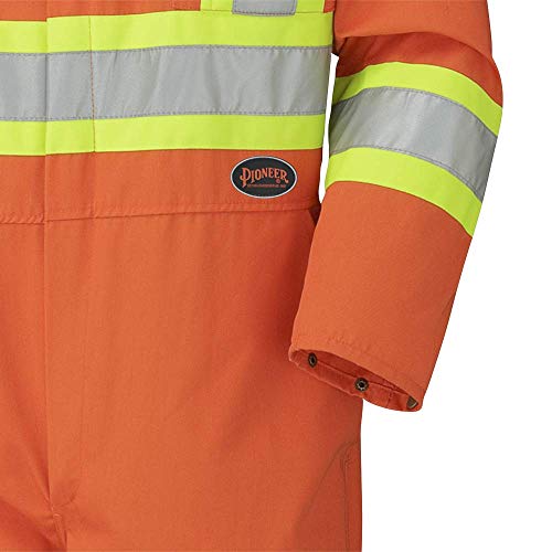 Pioneer CSA Action Back High Visibility Work Coverall with Elastic Waist & Adjustable Wrist, 7-Pocket, Orange, 56, V2020510-56 - Clothing - Proindustrialequipment