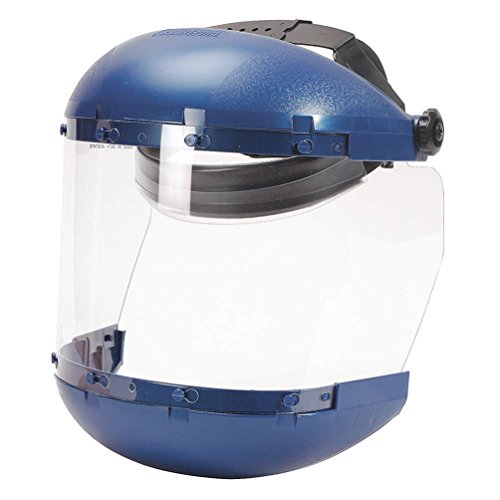 Sellstrom S38110 Series Blue Plastic Crown/Chin Guard and Clear Window Protective Faceshield with Ratchet Headgear - Eye Protection - Proindustrialequipment