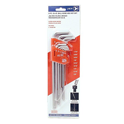 Jet 775175-9-Piece S.A.E. Extra Long Ball Nose Hex Key Set - Screw Drivers and Sets - Proindustrialequipment