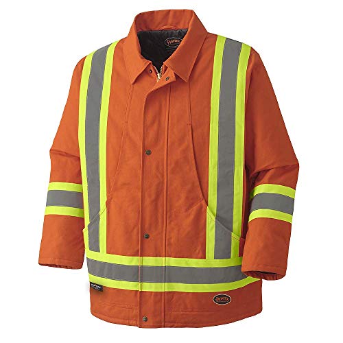 Pioneer V206035A Heavy-Duty High Visibility Quilted Safety Parka Jacket, Orange, 2XL - Clothing - Proindustrialequipment