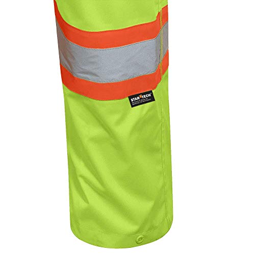 Pioneer V1082360-4XL Loose Fit Waterproof Work Bib Pants, Tear-Resistant Fully Adjustable, Men, Hi-Vis Green , 4XL - Clothing - Proindustrialequipment